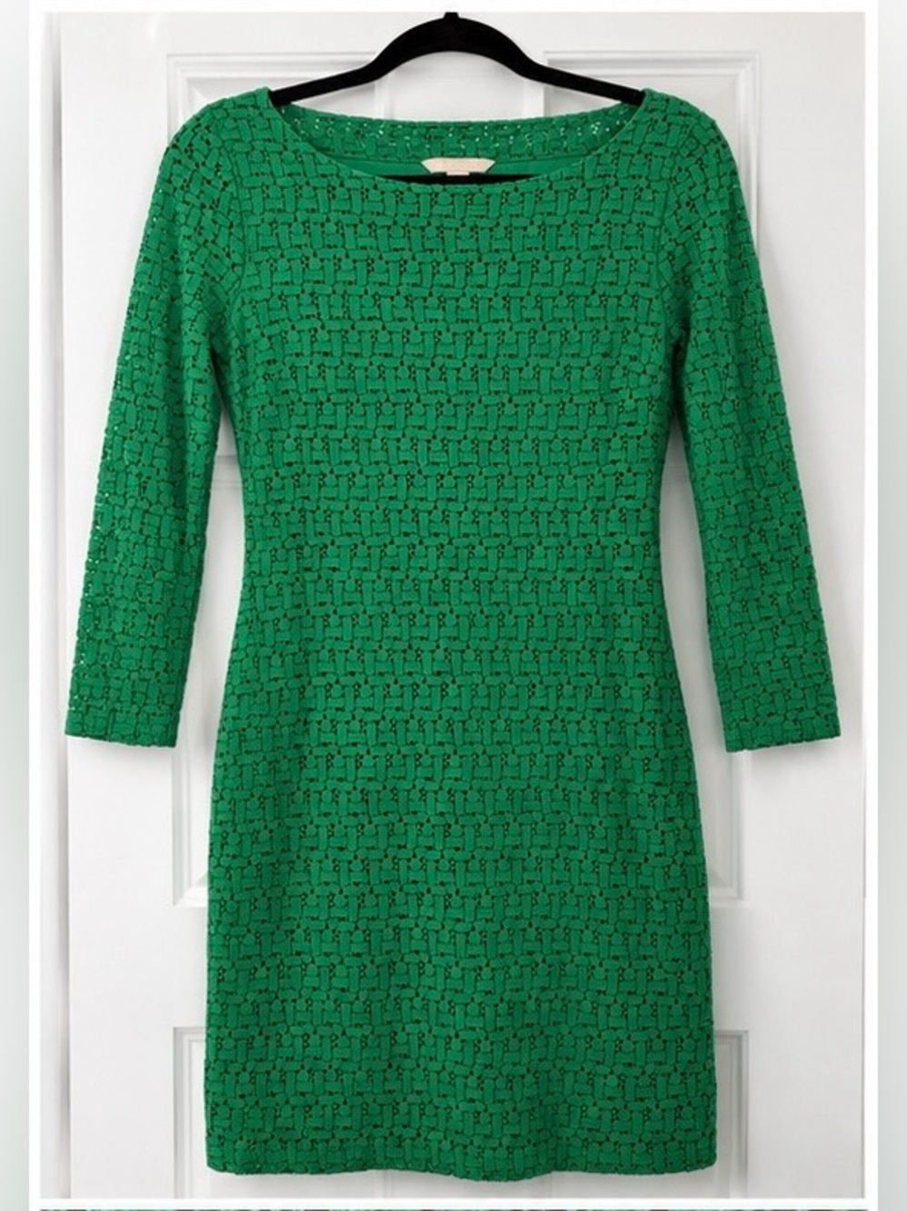 Banana Republic Women’s Size 4 Emerald Green Crochet Lace Dress 3/4 Sleeve